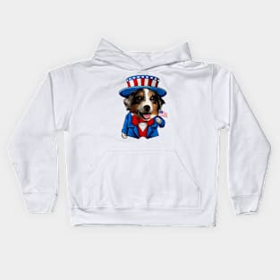 Fourth of July Australian Shepherd Kids Hoodie